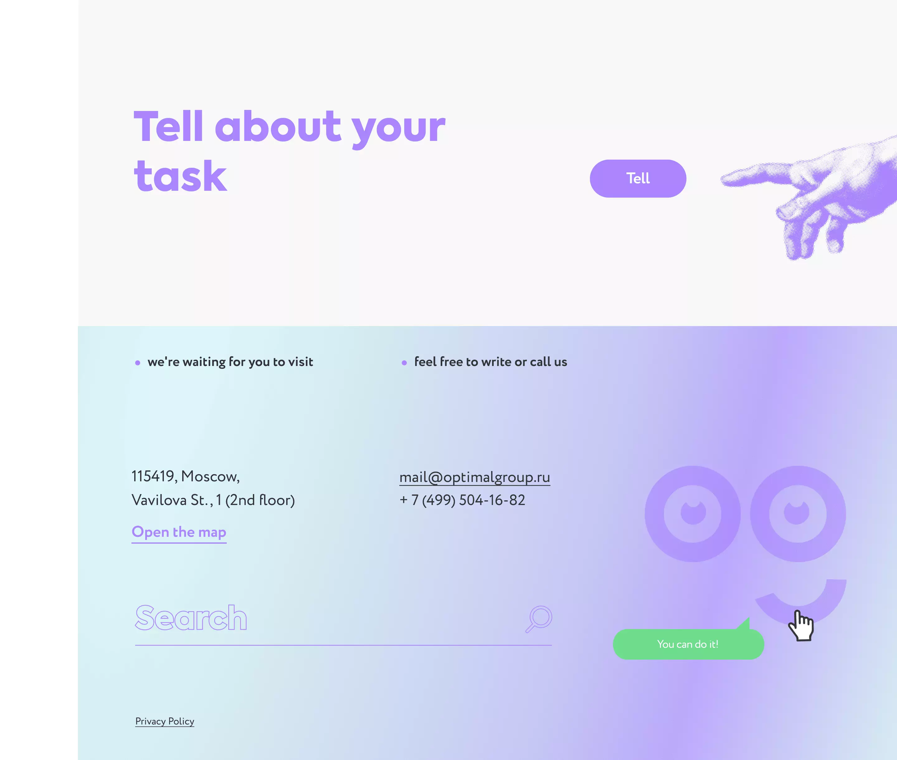 Optimal Group – interface do site, bloco 10
