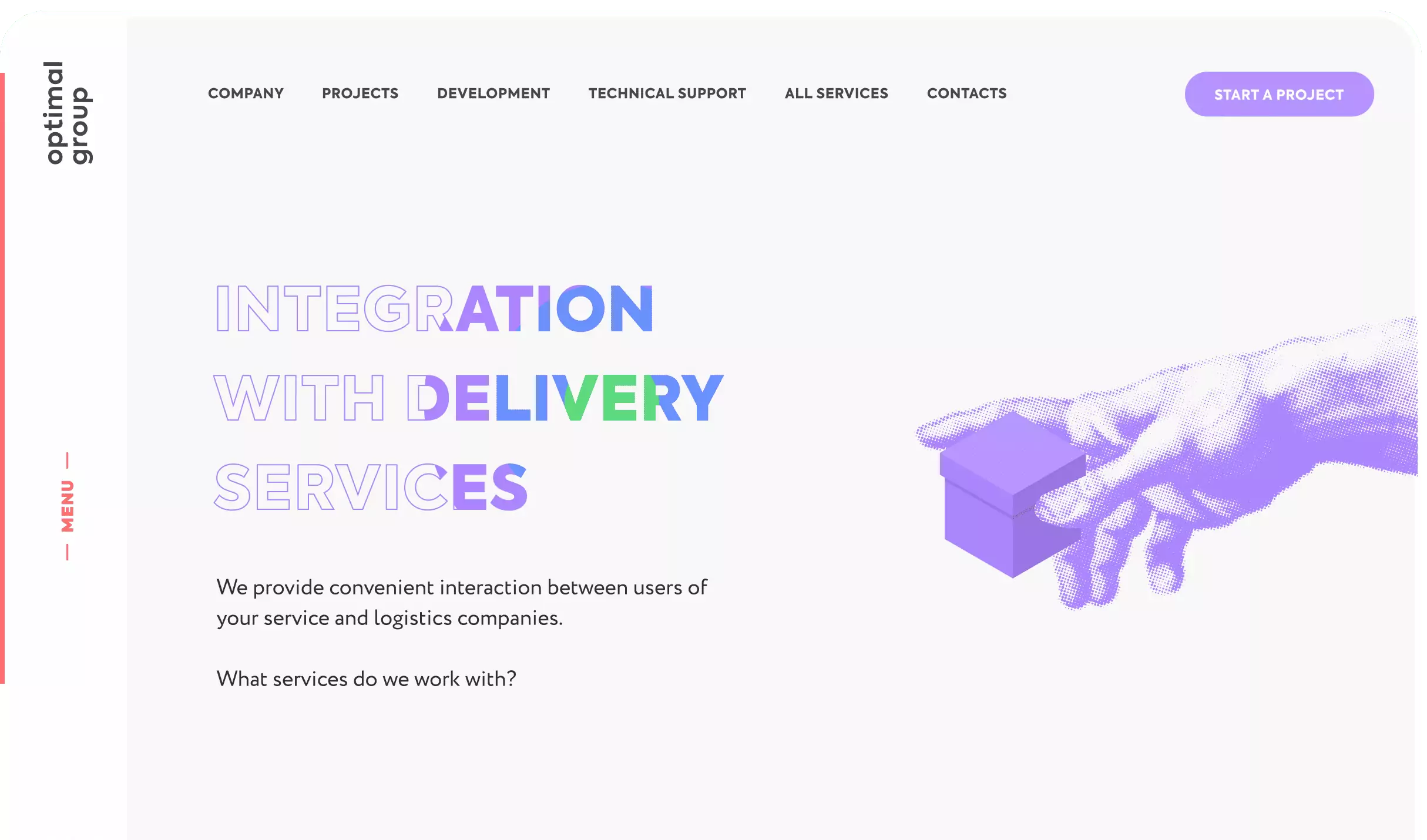 Optimal Group – interface do site, bloco 7