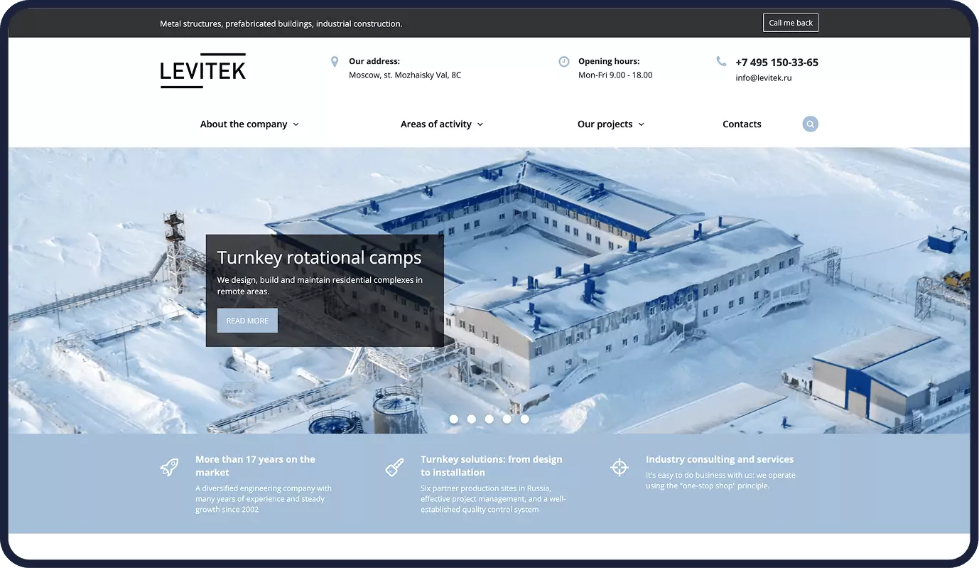 Case Levitek – site corporativo
