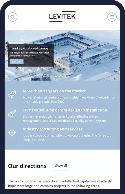 Case Levitek – interface do site